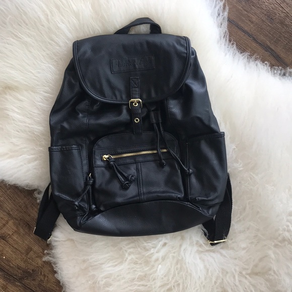 American Eagle Black Leather Backpack 